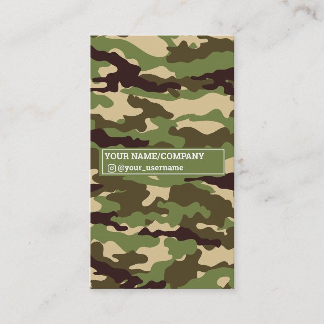 Instagram Military Army Camo Business Card (Front)