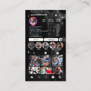 Instagram Modern & Trendy Fitness Personal Trainer Business Card