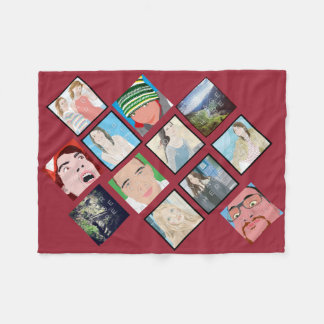 Instagram Mosaic Photo Red Custom Fleece Blanket