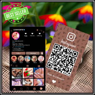 Instagram Nail Salon Terracotta Social Media QR Business Card