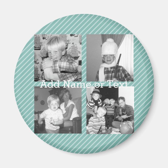 Instagram Photo Collage 4 pictures - blue stripes Magnet (Front)