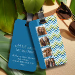 Instagram Photo Collage Colourful Chevrons Luggage Tag<br><div class="desc">A great way to display your square photos from your online account.  A fun zig zag stripe design highlights the pics.</div>