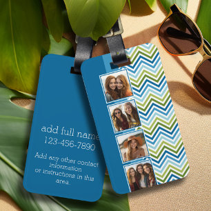 Instagram Photo Collage Colourful Chevrons Luggage Tag