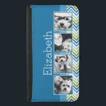 Instagram Photo Collage Colourful Chevrons Samsung Galaxy S5 Wallet Case<br><div class="desc">A great way to display your square photos from your online account.  A fun zig zag stripe design highlights the pics.</div>