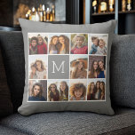 Instagram Photo Collage Custom Monogram Charcoal Cushion<br><div class="desc">Use up to 11 square or selfie phone photos to create a unique and personal gift. Or you can keep the hipster puppy and make a trendy keepsake. If you need to adjust the pictures,  click on the customise tool to make changes.</div>