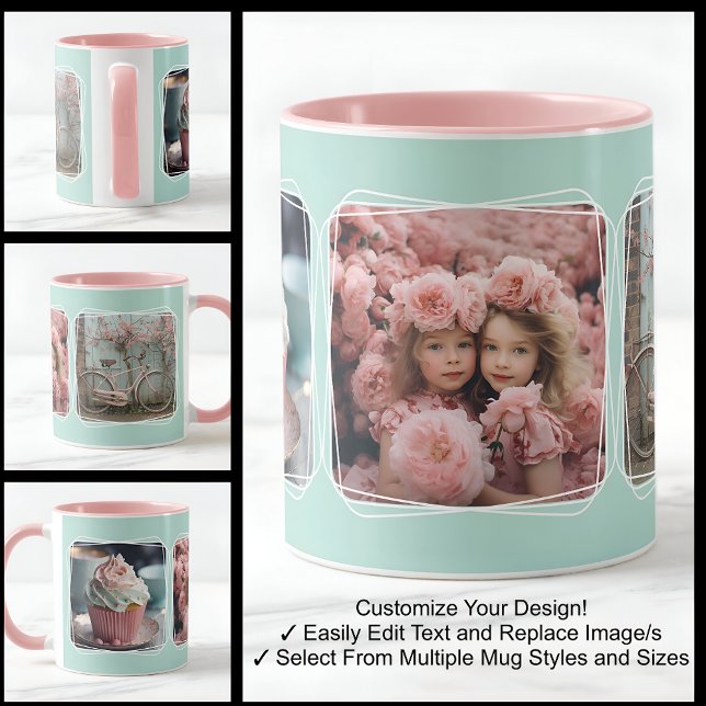 Instagram Photo Collage Modern Template Aqua C112 Mug (Creator Uploaded)