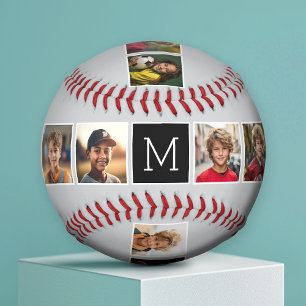 Instagram Photo Collage Monograms - Grey and Black Baseball