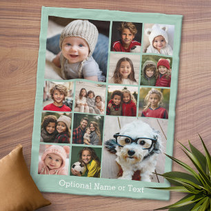 Instagram Photo Collage - Up to 14 photos Mint Fleece Blanket