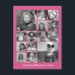 Instagram Photo Collage - Up to 14 photos Pink<br><div class="desc">A design with a colourful background. Use up to fourteen square photos to create a unique and personal gift. If you need to adjust the pictures,  click on the customise tool to make changes.</div>
