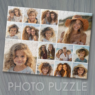 Instagram Photo Collage - Up to 14 photos White Jigsaw Puzzle