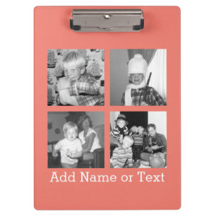 Instagram Photo Collage with 4 pictures - coral Clipboard