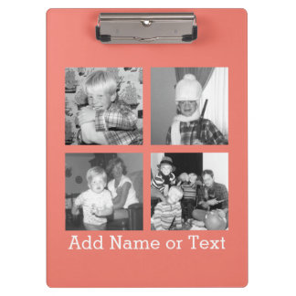 Instagram Photo Collage with 4 pictures - coral Clipboard