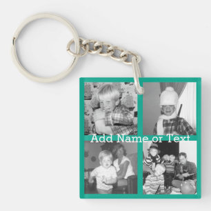 Instagram Photo Collage with 4 pictures - emerald Key Ring