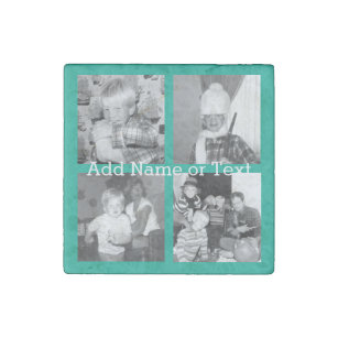 Instagram Photo Collage with 4 pictures - emerald Stone Magnet