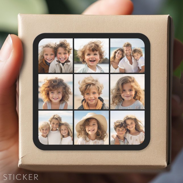 Instagram Photo Collage with 9 square photos Sticker (Custom Sticker - Personalize with your info for a party favor or gift)