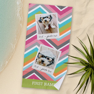Instagram Photo Collage with Colourful Chevrons Beach Towel