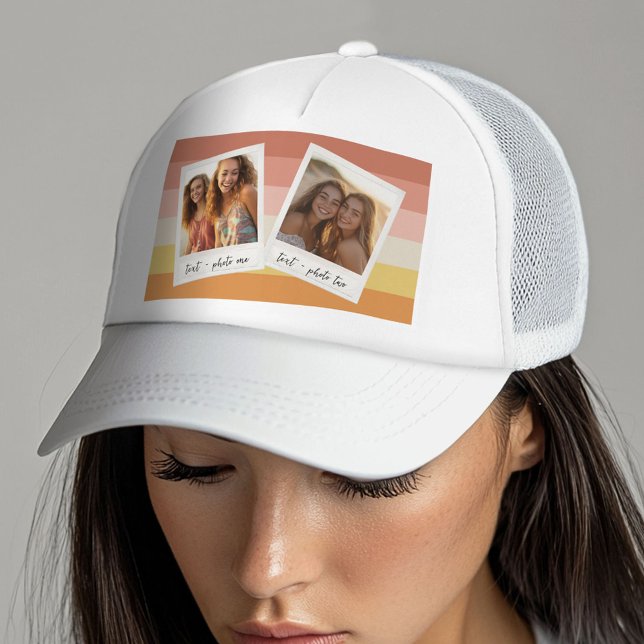 Instagram Photo Collage with Colourful Stripes Trucker Hat (Custom Photo Gallery on a Trucker Hat)