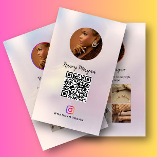 Instagram Photo Grid QR Code Holographic Business Card
