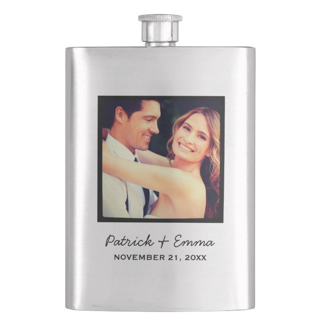 Instagram Photo Personalised Wedding Keepsake Hip Flask (Front)