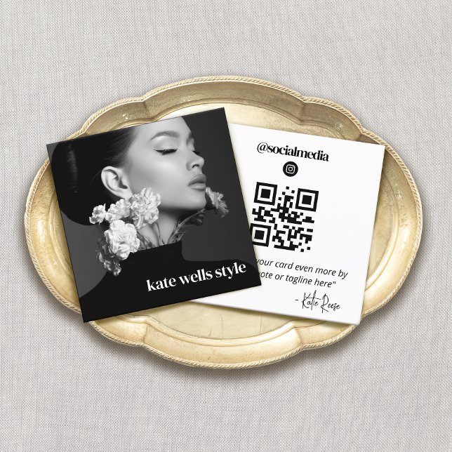 Instagram Photo QR Code Square Business Card (Creator Uploaded)