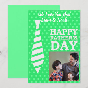 Instagram Photo Tie LT Green Dots Fathers Day Card