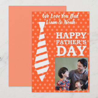Instagram Photo Tie Orange Dots Fathers Day Card