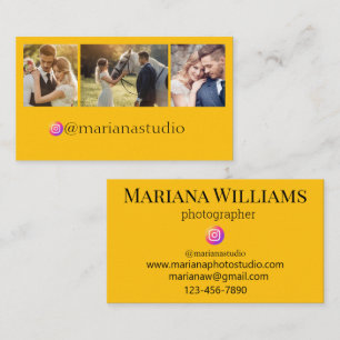 instagram photographer 3 photos collage yellow business card