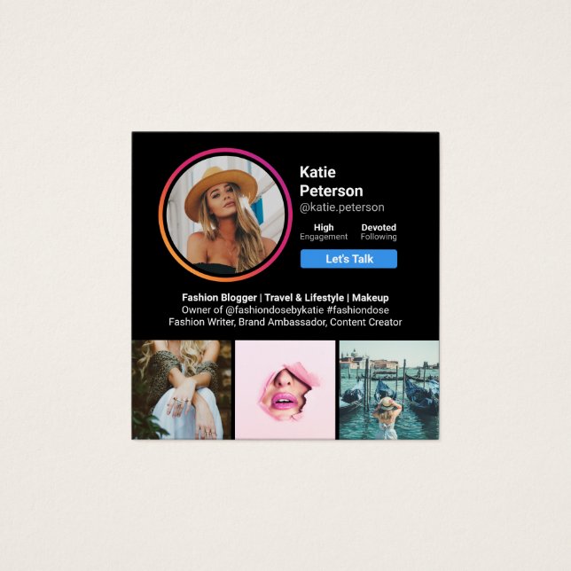 Instagram photos black trendy social media profile (Front)