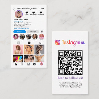 Instagram Profile Photo Grid Follow Me QR code Business Card