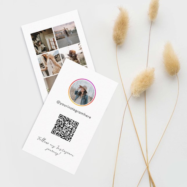 Instagram QR Code 7 Photo Social Media Business Card (Creator Uploaded)