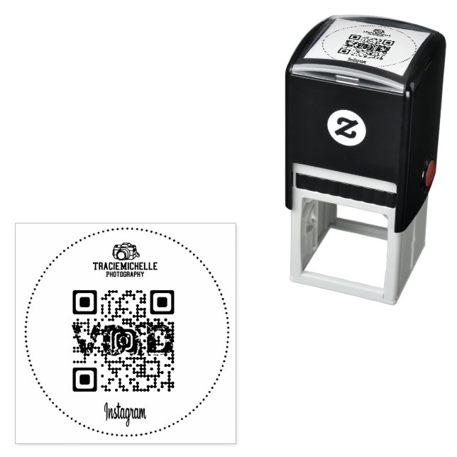 Instagram QR Code Company Logo Rubber Stamp (In Situ)