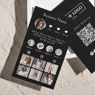 Instagram Scan To Connect QR Code Black Business Card