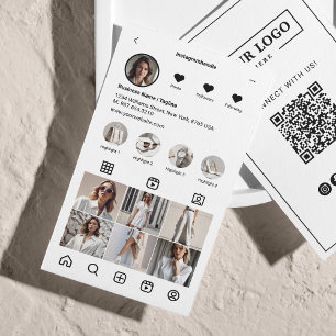 Instagram Scan To Connect QR Code Black White  Business Card