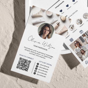Instagram Scan To Connect QR Code Blue Business Card