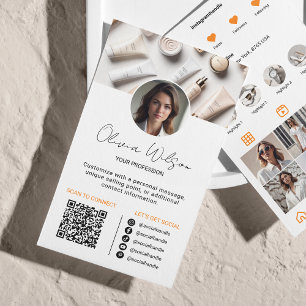 Instagram Scan To Connect QR Code Orange Business Card