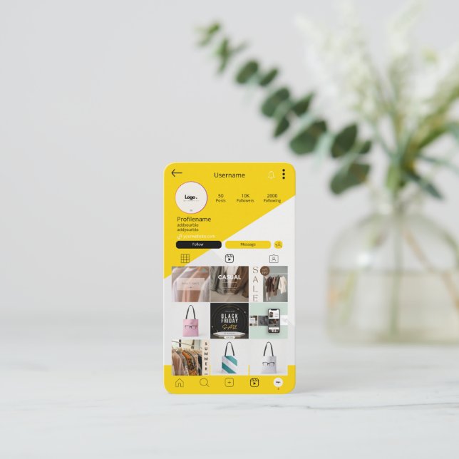 Instagram Social Media QR Code Business Cards (Standing Front)