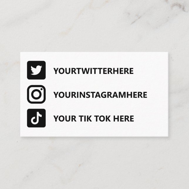 Instagram Tik Tok Twitter Business Card (Front)