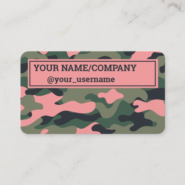 Instagram Trendy Camo Business Card (Front)
