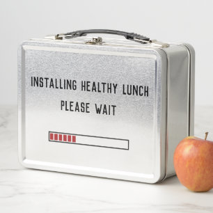 Installing Healthy Lunch Please Wait Personalised Metal Lunch Box