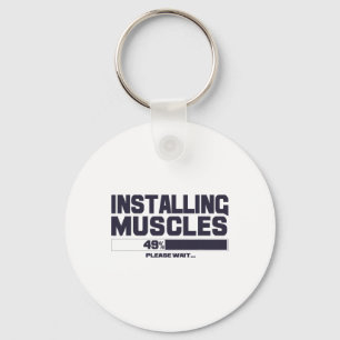Installing Muscles Funny Sport Gym Bodybuilding Te Key Ring