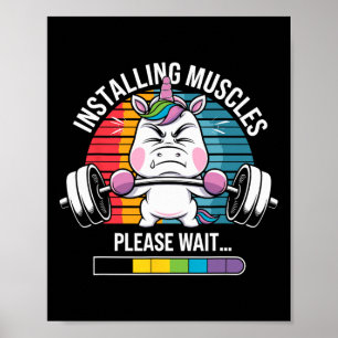 Installing Muscles Funny Unicorn Workout Gym Weigh Poster
