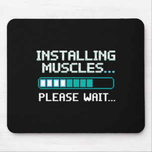 Installing Muscles Funny Weightlifting Workout Gym Mouse Pad