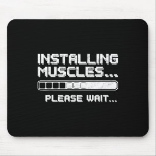Installing Muscles Funny Weightlifting Workout Gym Mouse Pad