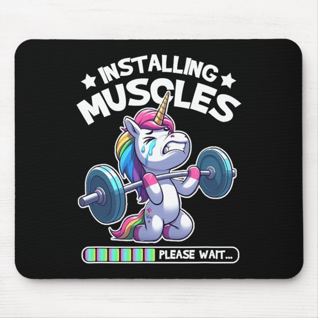 Installing Muscles Please Wait Bodybuilding Unicor Mouse Pad (Front)
