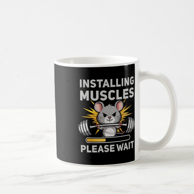 Installing Muscles Please Wait Cute Rat Gym Bodybu Coffee Mug (Right)