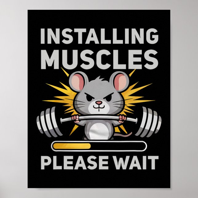 Installing Muscles Please Wait Cute Rat Gym Bodybu Poster (Front)