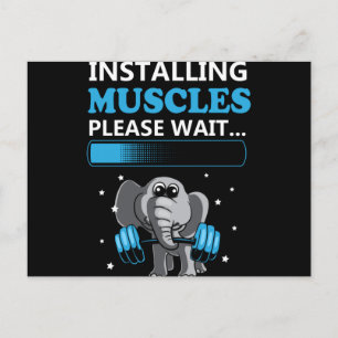 Installing muscles please wait elephant Gym Holiday Postcard