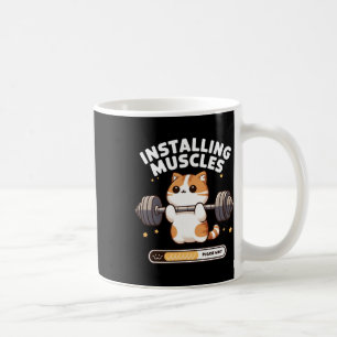 Installing Muscles Please Wait Funny Cat Weightlif Coffee Mug