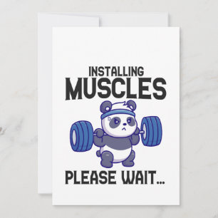 Installing Muscles Please Wait Funny Panda Lifting Invitation
