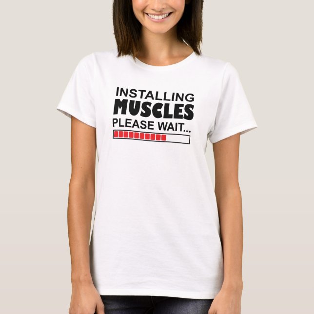 Installing Muscles Please Wait Funny Tank Top (Front)
